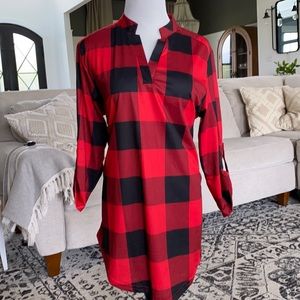 Red and black plaid tunic
